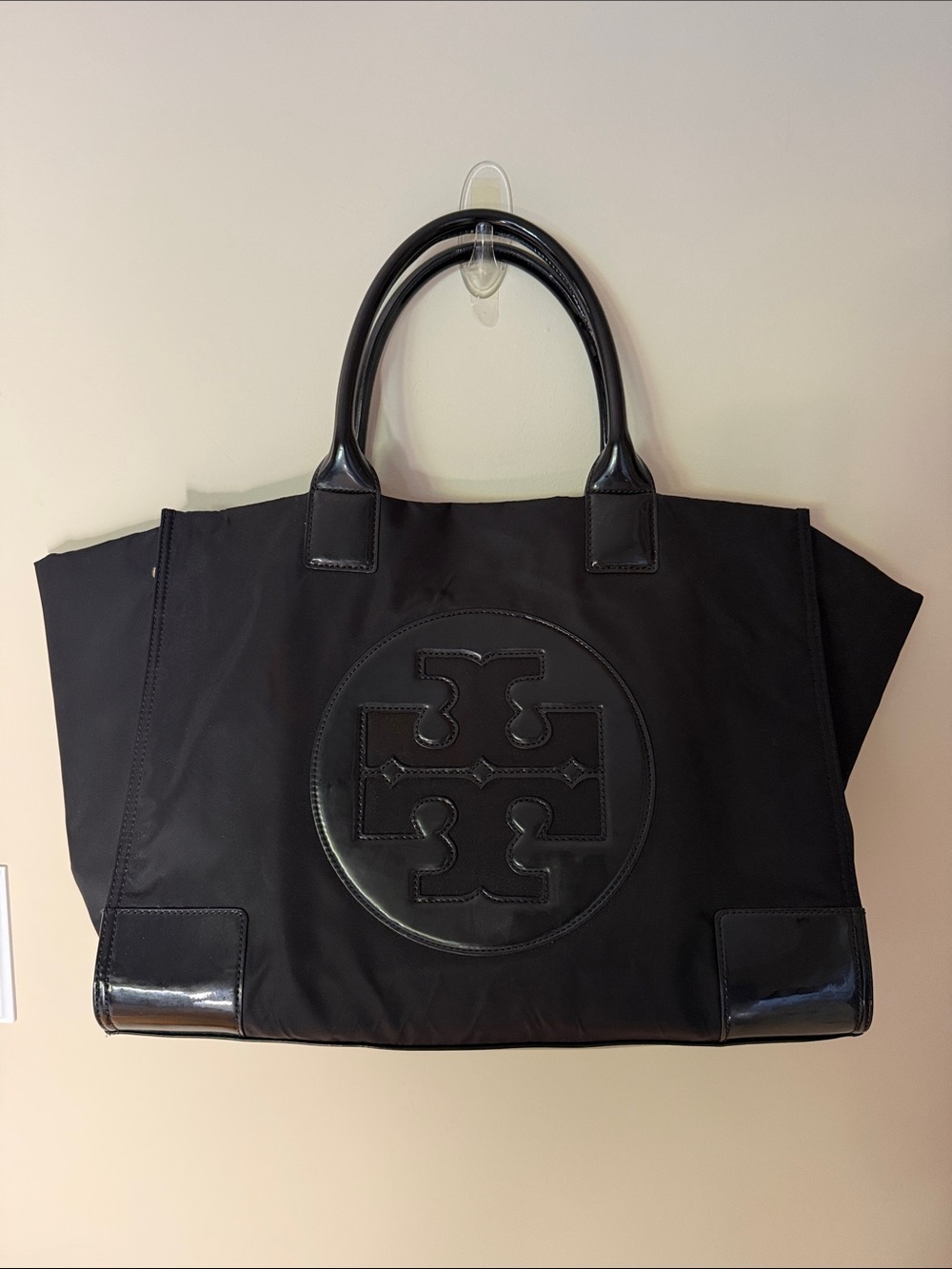 Tory Burch Black Logo Nylon Tote